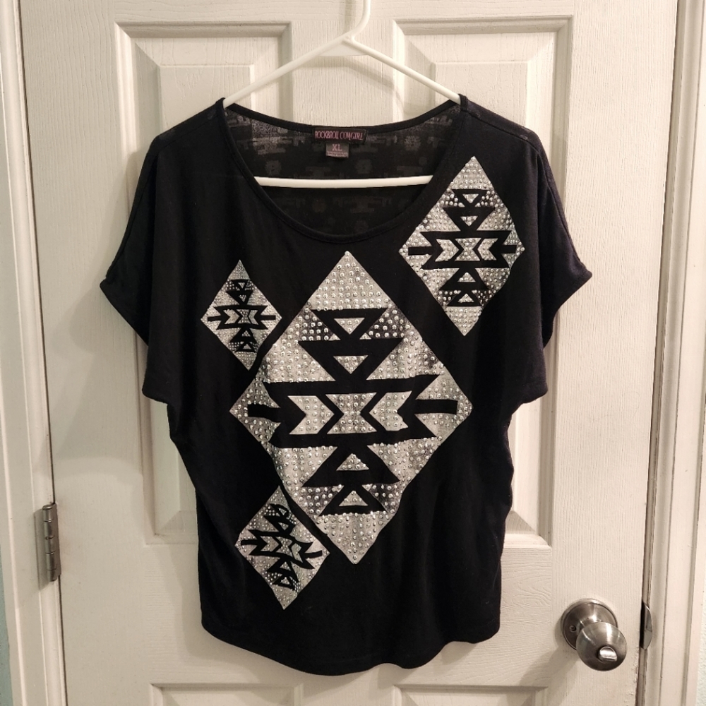 Rock and Roll Cowgirl Shirt with patterned back